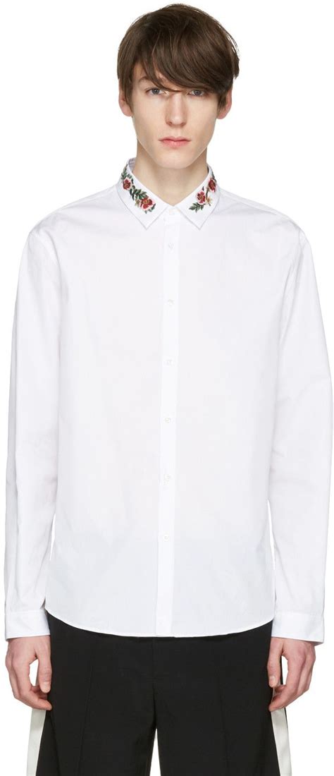 gucci white multi graphic collar shirt